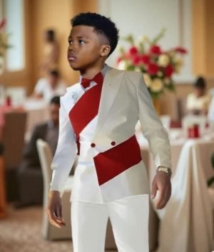 Two-tone white and red suit