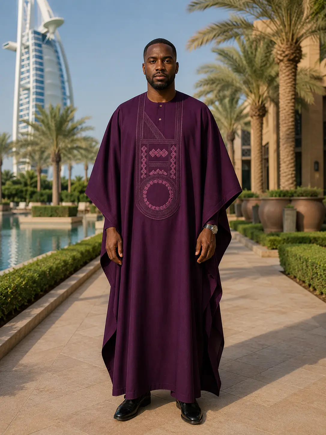 The Imperial Plum Korean Crepe Agbada Suite