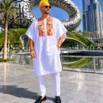 The Alabaster Oasis Luxury Agbada-Dashiki Set - Joush Luxury Fashion - Angle 2