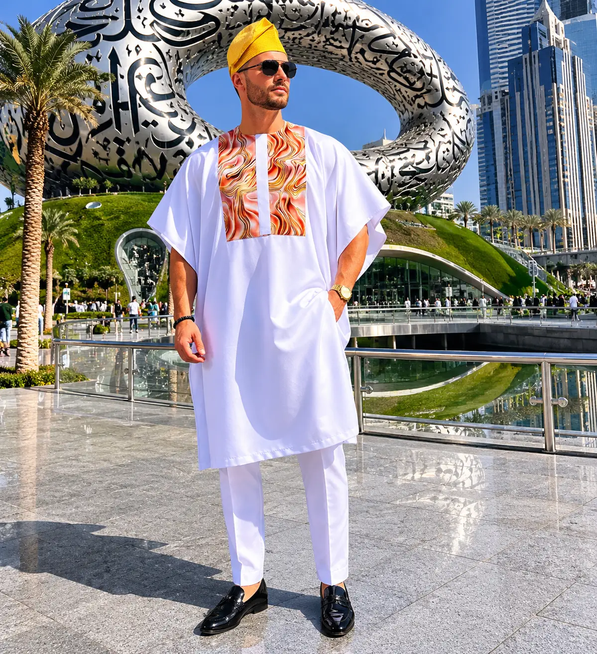 The Alabaster Oasis Luxury Agbada-Dashiki Set - Joush Luxury Fashion - Angle 2
