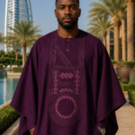 The Imperial Plum Crepe Agbada Set - Joush Royal African Agbada - Angle 2