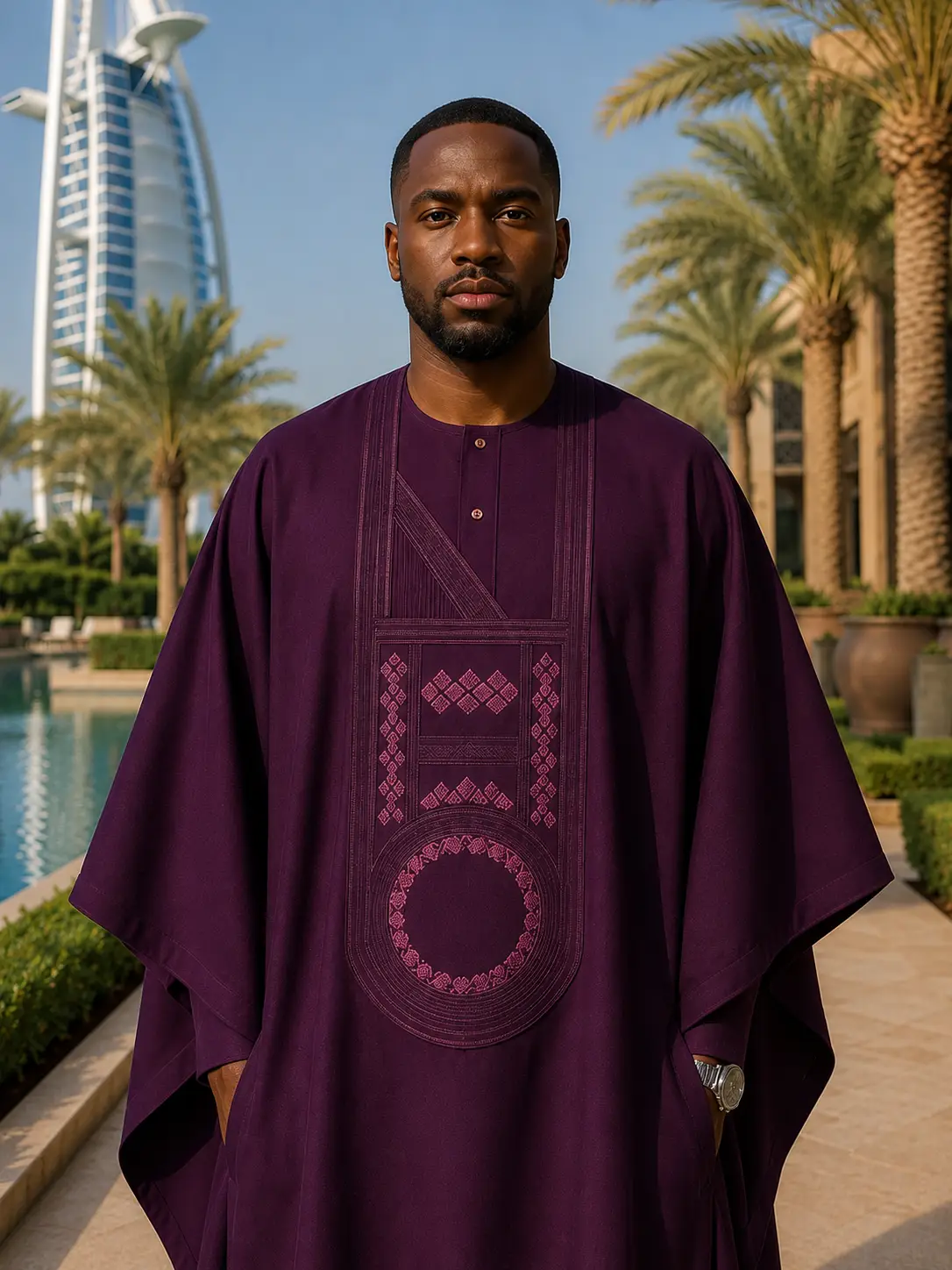 The Imperial Plum Crepe Agbada Set - Joush Royal African Agbada - Angle 2