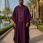 The Imperial Plum Crepe Agbada Set - Joush Royal African Agbada - Angle 1
