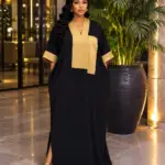 The Golden Aura Royal Kaftan Bubu Dress - Joush African Luxury Fashion - Angle 1