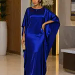 The Imperial Blue Silk Bubu Dress - Joush Luxury Dubai UAE - Angle 1
