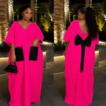 Vibrant Pink Bridal Satin Bubu Gown