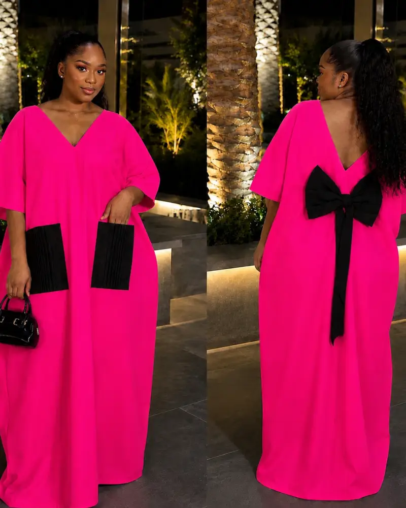 Vibrant Pink Bridal Satin Bubu Gown