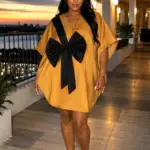 Golden Royal Satin Short Bubu Dress