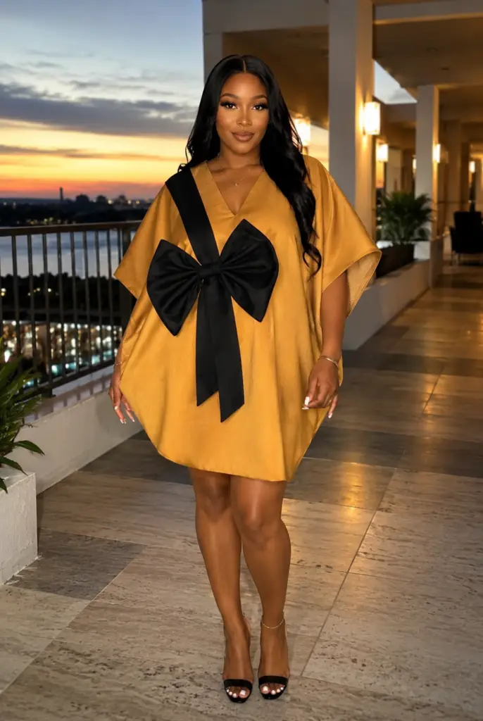 Golden Royal Satin Short Bubu Dress